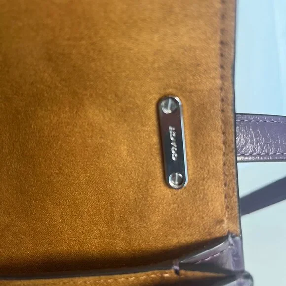 Coach Large Morgan Square Crossbody – Silver/Amethyst Croc Embossed Leather - Picture 6 of 10